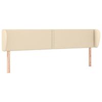 Hoofdbord met randen 183x23x78/88 cm stof crèmekleurig - thumbnail