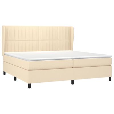 Boxspring met matras stof crèmekleurig 200x200 cm - thumbnail