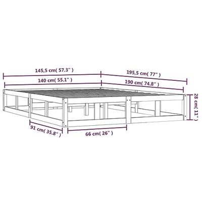 Bedframe massief hout zwart 140x190 cm - thumbnail