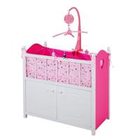 My Beautiful Dollsroom Houten Poppen-Ledikant met Muziek Roze/Wit - thumbnail