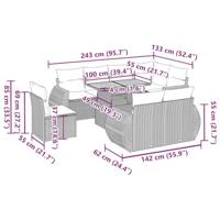 9-delige Loungeset met kussens poly rattan grijs - thumbnail