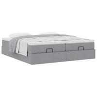 Ottoman bed met matrassen 200x200cm stof lichtgrijs - thumbnail