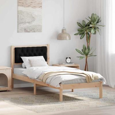 Bedframe met hoofdeinde Zwart 75 x 190 cm Stof Bedframe met hoofdeinde Zwart 75 x 190 cm Stof