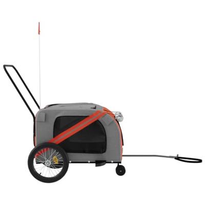 VidaXL Hondenfietstrailer oxford stof en ijzer oranje en grijs - thumbnail