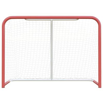VidaXL Hockeydoel met net 153x60x118 cm staal en polyester rood en wit VidaXL Hockeydoel met net 153x60x118 cm staal en polyester rood en wit