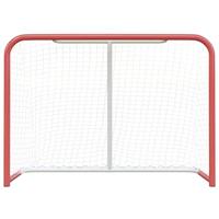 VidaXL Hockeydoel met net 153x60x118 cm staal en polyester rood en wit - thumbnail