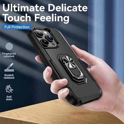 Lunso - iPhone 15 Pro - Armor backcover hoes met ringhouder - Zwart Lunso - iPhone 15 Pro - Armor backcover hoes met ringhouder - Zwart