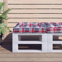 VidaXL Palletkussen 50x50x12 cm stof ruitpatroon rood - thumbnail