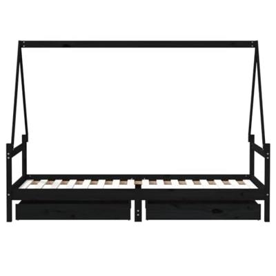 Kinderbedframe 80x200 cm massief grenenhout zwart