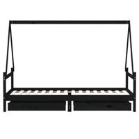 Kinderbedframe 80x200 cm massief grenenhout zwart - thumbnail