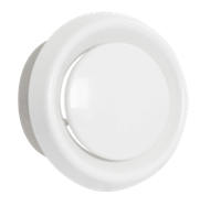 Kunststof Luchtventiel (toevoer & Retour) Ø125mm - Wit - Met Bus & Veer - thumbnail