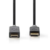 Nedis CCBW37100AT10 Displayport-kabel Displayport Male Hdmi™ Connector 4k@30hz Verguld 1.00 M Rond Pvc Antraciet Doos - thumbnail