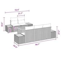 Tuinbankenset met kussen 6 pcs Zwart Poly riet - thumbnail