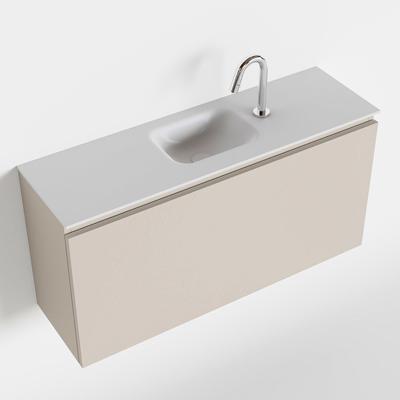 MONDIAZ OLAN 100cm toiletmeubel linen. LEX wastafel talc midden 1 kraangat MONDIAZ OLAN 100cm toiletmeubel linen. LEX wastafel talc midden 1 kraangat