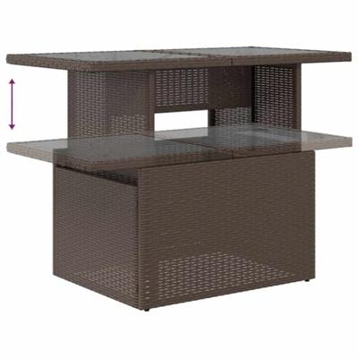 Tuinbankenset met kussen met opslag 7 pcs Bruin poly rattan