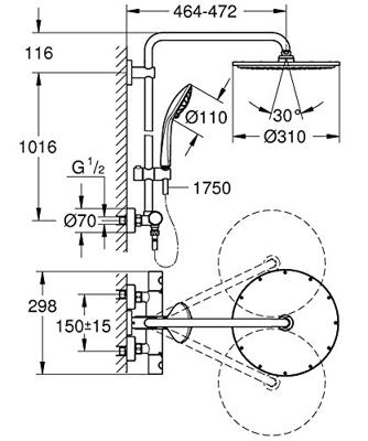 GROHE Euphoria xxl Regendoucheset Opbouw - hoofddouche 31cm - handdouche rond - supersteel 26075dc0 - thumbnail