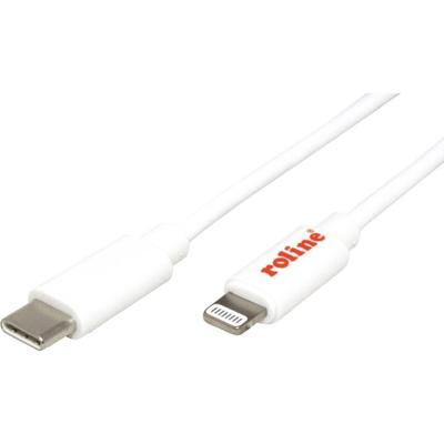 ROLINE USB type C Sync & Charge kabel voor Apple apparaten met 8pin-Connector, wit, 1 m
