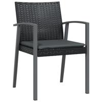 Tuinstoelen 4 st met kussens 56,5x57x83 cm poly rattan zwart - thumbnail