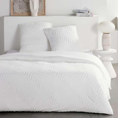 Beddenset - TODAY - Essential - 2 personen - 220 x 240 cm - Wit met golvend, getuft effect