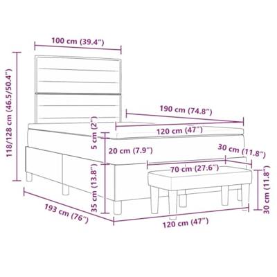 Boxspring bed met matras met hoofdeinde Zwart 120 x 190 cm Stof