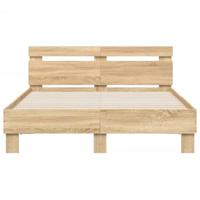 Bedframe met hoofdeinde en LED sonoma eikenkleurig 135x190 cm - thumbnail