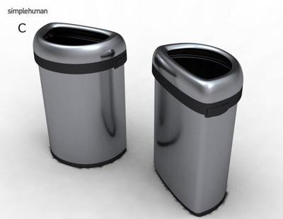 Simplehuman Afvalemmer Bullet Open Half Rond 60 liter (zilver)