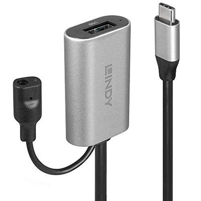 LINDY 43270 5 m USB 3.1 actieve verlengkabel type C naar A - zwart/zilver