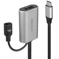 LINDY 43270 5 m USB 3.1 actieve verlengkabel type C naar A - zwart/zilver - thumbnail