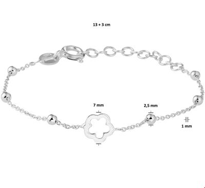TFT Armband Zilver Bloem 1,0 mm 13 + 3 cm TFT Armband Zilver Bloem 1,0 mm 13 + 3 cm