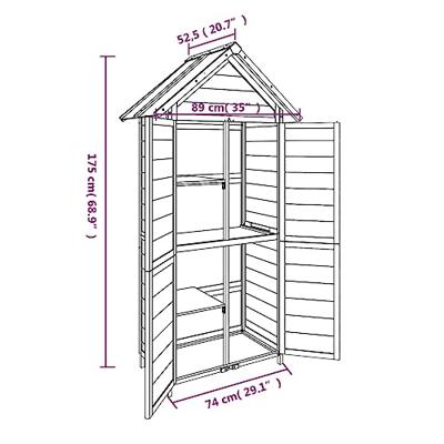 Tuinschuur 89x52,5x175 cm massief grenenhout bruin