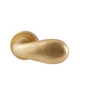 Hardbrass Deurkruk Olympia op rozet - messing getrommeld - thumbnail