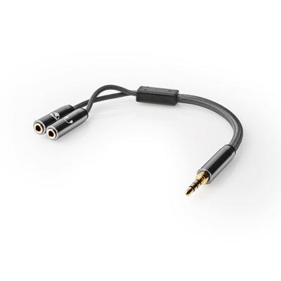 Nedis Stereo-Audiokabel | 3,5 mm Male | 2x 3,5 mm Female | 0.2 m | 1 stuks - CATB22150GY02 CATB22150GY02 - thumbnail