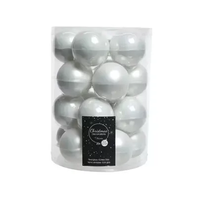 Decoris kerstbalmix glas d6cm 20st winterwit