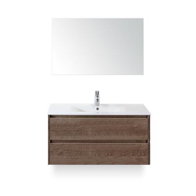 Dante Badmeubelset 100 cm - Tabacco - Keramische Wastafel Wit Enjoy - met Spiegel