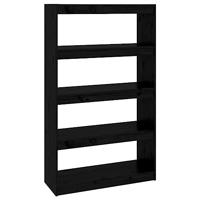 Boekenkast/kamerscherm 80x30x135,5 cm massief grenenhout zwart - thumbnail