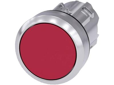 Siemens 3SU10500AB200AA0 3SU1050-0AB20-0AA0 Druktoets Metalen frontring, Hoogglans, Bedieningsknop vlak Rood 1 stuk(s)