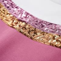 Kindertrui met strepen van pailletten 92 frambozenkleurig - thumbnail