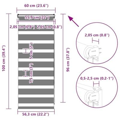 Zebra rolgordijn 60x100 cm stofbreedte donkergrijs 55,9 cm Zebra rolgordijn 60x100 cm stofbreedte donkergrijs 55,9 cm