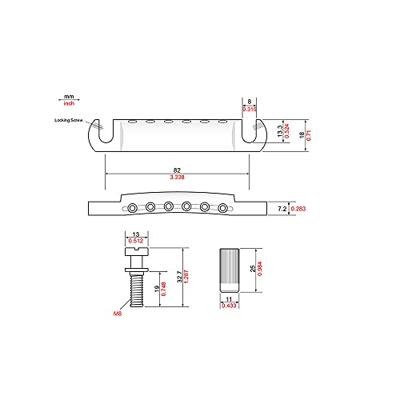 TonePros T1Z Gold Metric Locking Stop Tailpiece