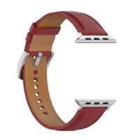 By Qubix - Luxe leren bandje - Bordeaux - Compatible met Apple Watch 44mm / 45mm / 46mm / 49mm - Compatible Apple watch bandjes - thumbnail