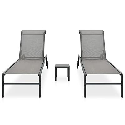 Ligbedden 2 st met tafel textileen en staal - thumbnail