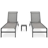 Ligbedden 2 st met tafel textileen en staal - thumbnail