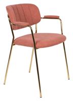 ZILT Eetkamerstoel 'Kolten' met armleuning, kleur Goud/Roze - thumbnail
