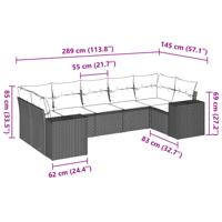 7-delige Loungeset met kussens poly rattan grijs - thumbnail