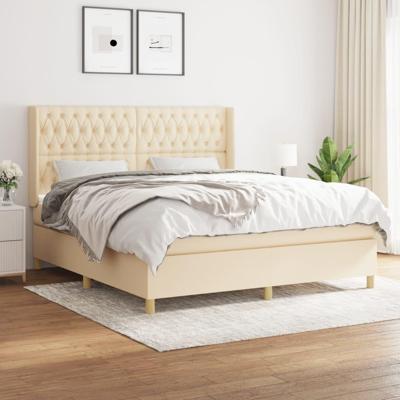 Boxspring met matras stof crèmekleurig 180x200 cm