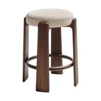 Kave Home Granite barkruk H65 zonder rugleuning chenille Beige/walnoot - thumbnail