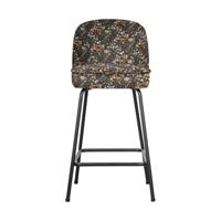 BePureHome Barkruk 'Vogue' (zithoogte 65cm) Velvet, kleur Flower Zwart - thumbnail