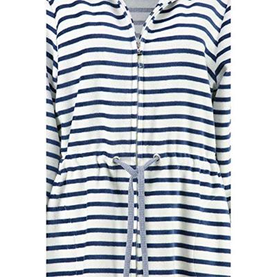 Cawö Cawö Dames Badjas kort met Tunnelkoord en Rits 6597 Navy 46