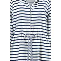 Cawö Cawö Dames Badjas kort met Tunnelkoord en Rits 6597 Navy 46 - thumbnail