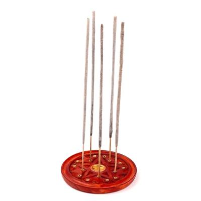 Mango Hout Ronde Wierookhouder Uitgesneden Ster